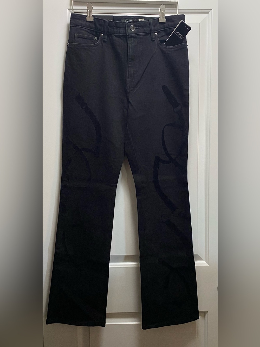 Ralph Lauren NWT Super Stretch High Waist Boot Leg Velvet Flocked 29 / 8 - Picture 3 of 6